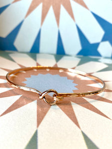 Handmade 9ct Rose Gold Hammered Hook Bangle