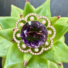 Load image into Gallery viewer, Pre-Loved Antique Amethyst and Seed Pearl 15ct Gold Brooch
