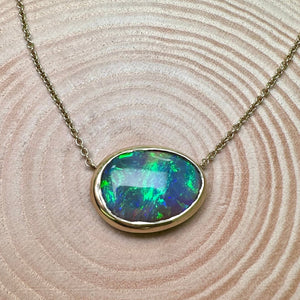 9ct Yellow Gold 3.39ct Australian Opal Necklace