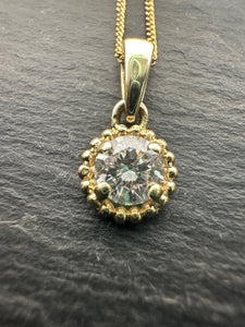 9ct Yellow Gold Round Lab Grown Diamond Pendant