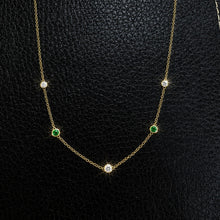Load image into Gallery viewer, 9ct Gold Emerald &amp; Diamond Spectacle Set Necklace
