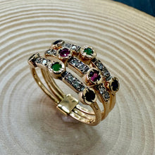 Load image into Gallery viewer, Pre-loved, Emerald, Ruby, Sapphire &amp; Diamond 3 Row Ring
