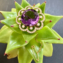 Load image into Gallery viewer, Pre-Loved Antique Amethyst and Seed Pearl 15ct Gold Brooch
