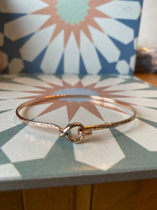 Handmade 9ct Rose Gold Hammered Hook Bangle