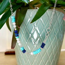 Load image into Gallery viewer, Sterling Silver Lapis, Turquoise &amp; Freshwater Pearl Necklace
