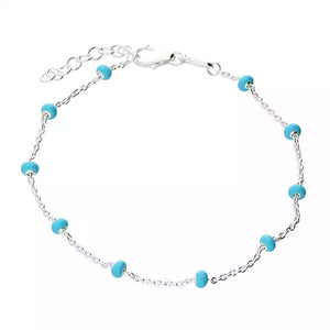 Sterling Silver Turquoise Bead Bracelet