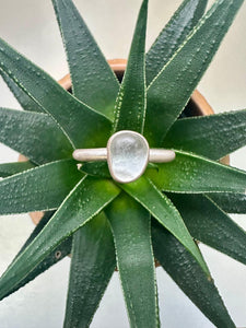 Sterling Silver White Sea Glass Ring