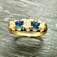 Load image into Gallery viewer, Preloved 18ct Sapphire &amp; Diamond 5 Stone Ring
