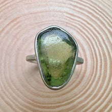 Load image into Gallery viewer, Handmade Silver Ring Set With Green Sea Glass
