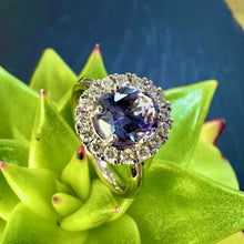 Load image into Gallery viewer, Platinum Sapphire Diamond Cluster Ring
