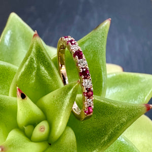 9ct Rose Gold Pink Ruby and Diamond Ring