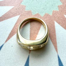 Load image into Gallery viewer, Preloved 18ct Yellow Gold 3 Stone Diamond Signet Ring
