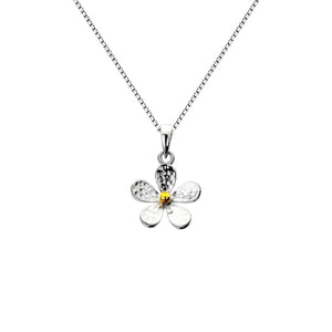 Hammered Daisy Pendant With Gold Plate Spot & Chain