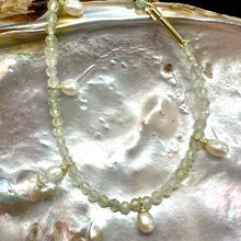 Load image into Gallery viewer, Prehnite &amp; White Freshwater Pearl Bracelet
