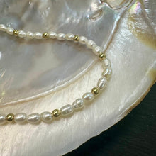 Load image into Gallery viewer, White Freshwater Pearl Necklace With Gold Plated Spacers
