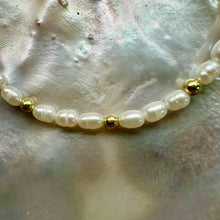 Load image into Gallery viewer, White Freshwater Pearl Necklace With Gold Plated Spacers
