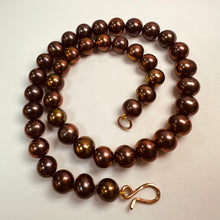 Load image into Gallery viewer, 9ct Rose Gold Chocolate Brown 10-11mm Pearl Necklace
