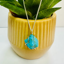Load image into Gallery viewer, Handmade Sterling Silver Rough Cut Turquoise Pendant

