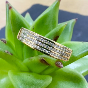 Pre-Loved Triple Row 18ct Yellow Gold and Diamond Wedding Ring