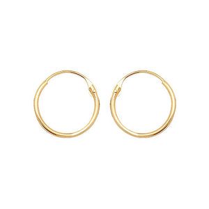 9ct Yellow Gold 10mm Hoops
