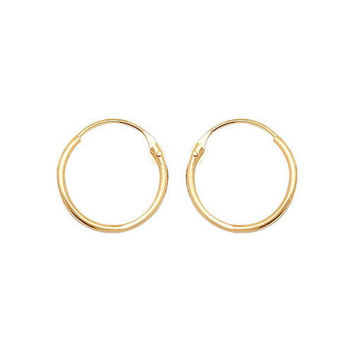 9ct Yellow Gold 10mm Hoops