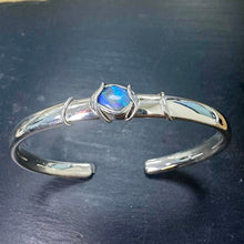 Load image into Gallery viewer, Handmade Sterling Silver Bangle With Opal
