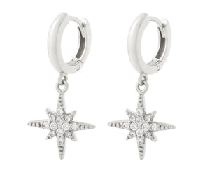 Sterling Silver Starburst CZ Huggies