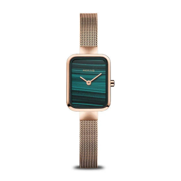Petite Square Polished/Brushed Rose Gold Ladies Watch