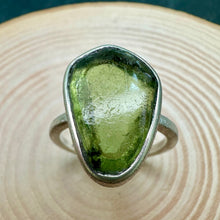 Load image into Gallery viewer, Handmade Silver Ring Set With Green Sea Glass
