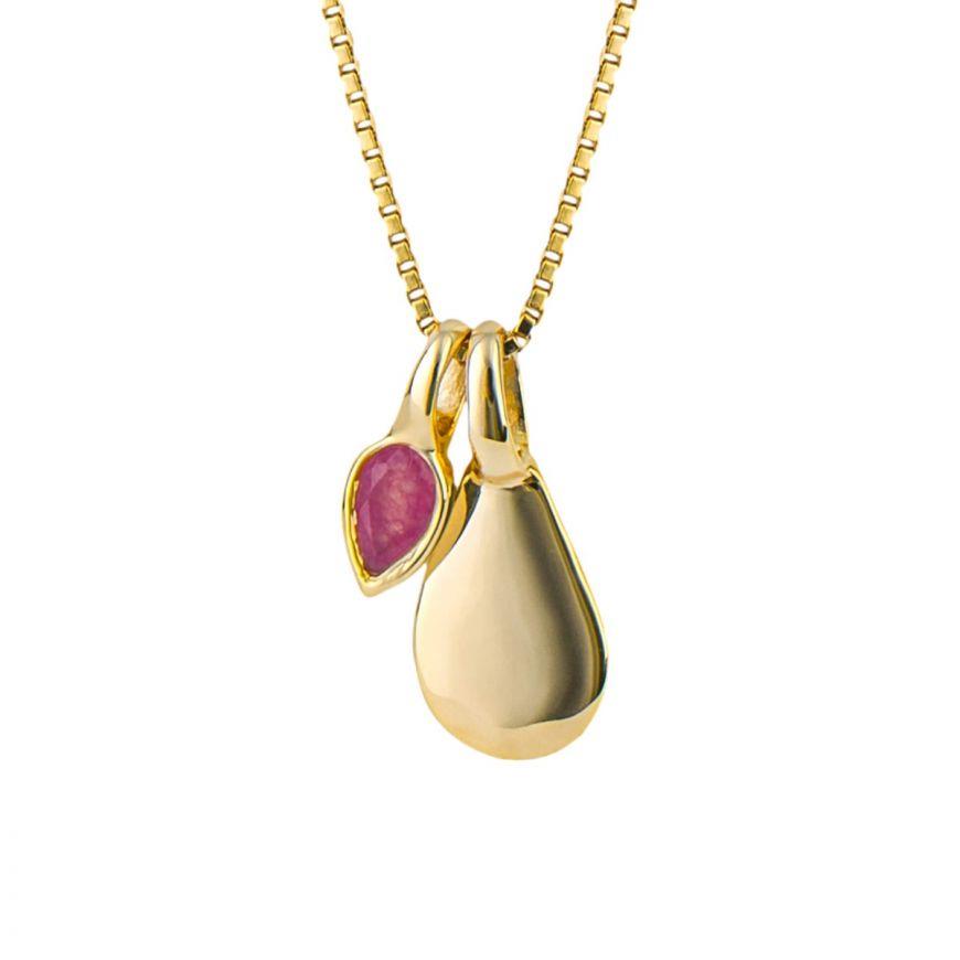 July Pink Quartz Gold-Plated Birthstone Necklace