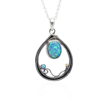 Load image into Gallery viewer, Sterling Silver Large Detailed Teardrop Pendant with Opalite
