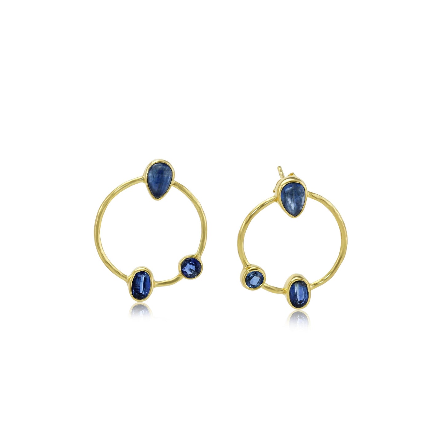 Sterling Silver Kyanite Trinity Gold Plated Hoop Earring