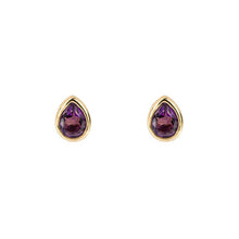Load image into Gallery viewer, February Amethyst Gold-Plated Birthstone Studs
