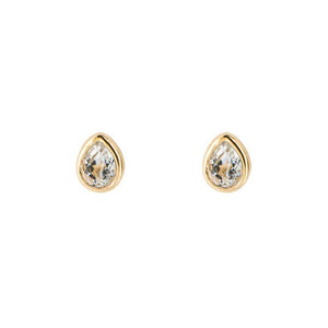 April White Topaz Gold-Plated Birthstone Studs