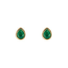Load image into Gallery viewer, May Green Onyx Gold-Plated Birthstone Studs
