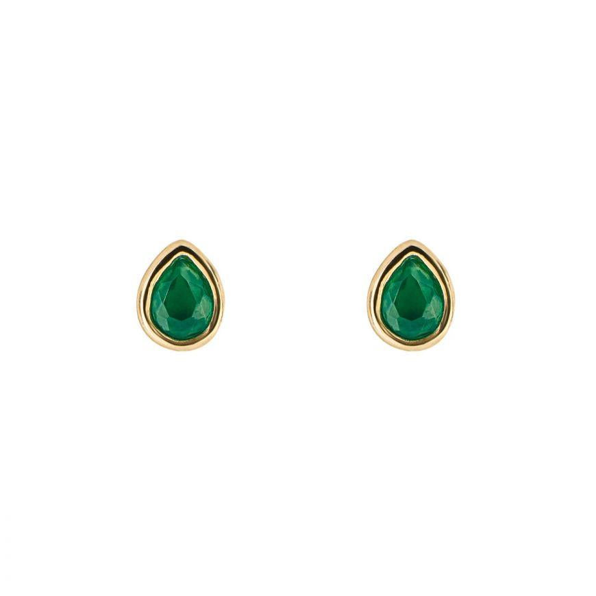 May Green Onyx Gold-Plated Birthstone Studs