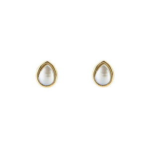 June Cabochon Pearl Gold-Plated Birthstone Studs