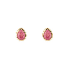 Load image into Gallery viewer, July Pink Quartz Gold-Plated Birthstone Studs
