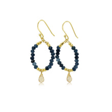 Load image into Gallery viewer, Saphire and Citrine Gold Drop Hoop Earrings
