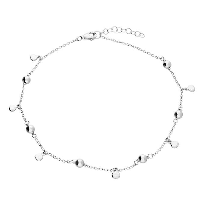 Sterling Silver Bead and Disc Anklet