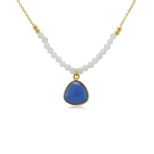 Rainbow Moonstone and Blue Chacedony Necklace