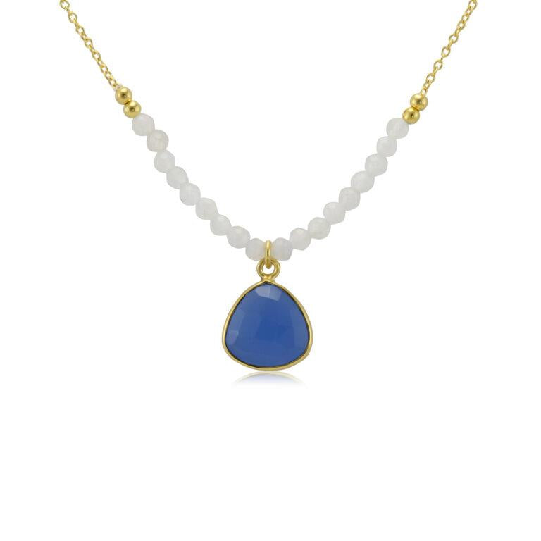 Rainbow Moonstone and Blue Chacedony Necklace