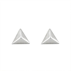 Sterling Silver Triangular Pyramid Studs
