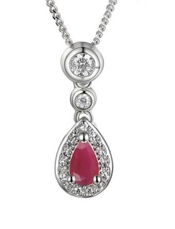 Sterling Silver Ruby and Cubic Zirconia Necklace