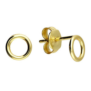Gold Plated Sterling Silver Outline Circle Stud Earrings