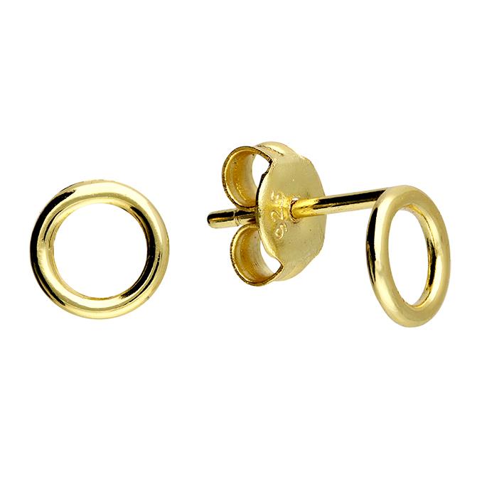Gold Plated Sterling Silver Outline Circle Stud Earrings