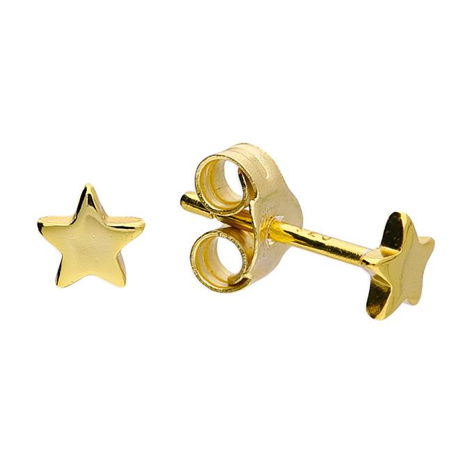 Gold Plated Sterling Silver Star Stud Earrings