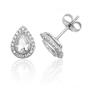 Sterling Silver Cubic Zirconia Halo Studs