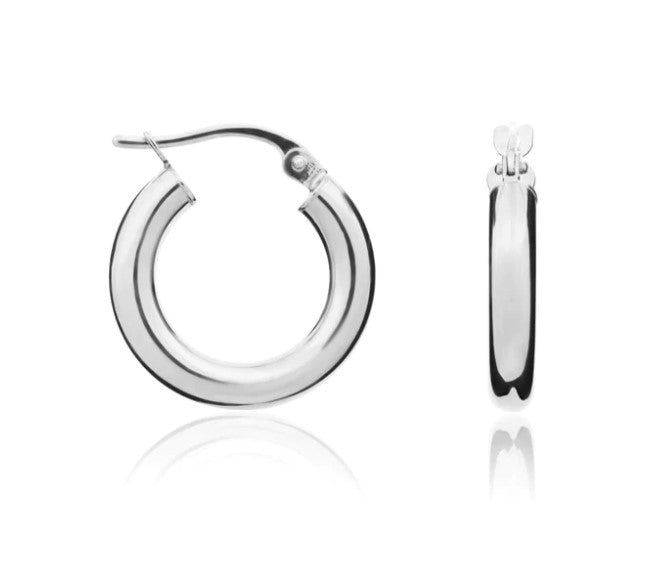 9ct White Gold 16mm Round Hoops