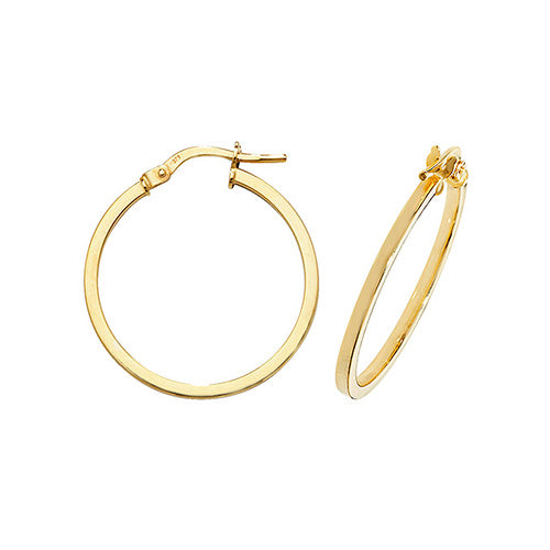 9ct Yellow Gold 23mm Square Wire Hoops